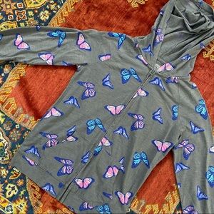 SO Authentic American Heritage Grey Butterfly Light Sweatshirt Hoodie Front Zip